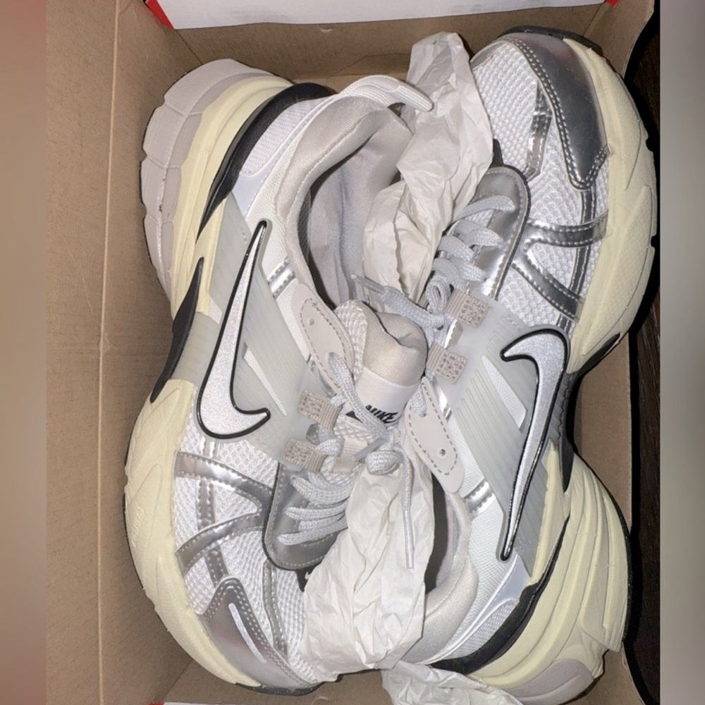 Nike White and Silver Sneakers